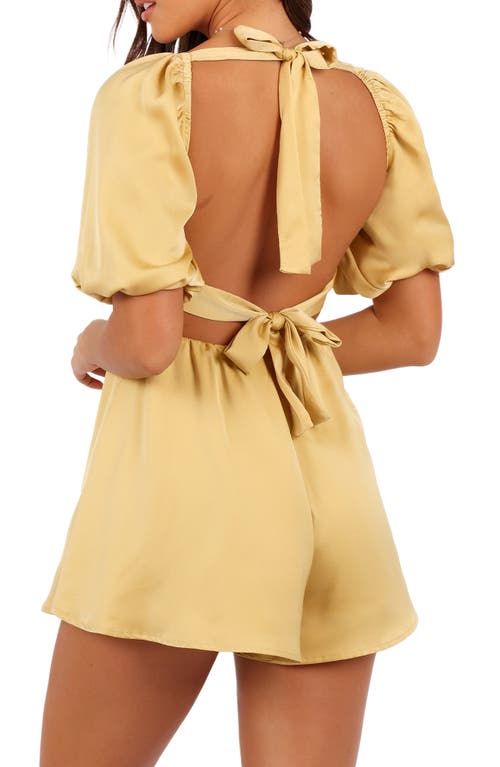 Petal And Pup Petal & Pup Billie Open Back Satin Romper In Yellow