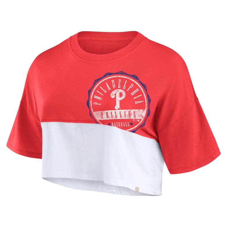 Shop Fanatics Branded Red/white Philadelphia Phillies Color Split Boxy Cropped T-shirt