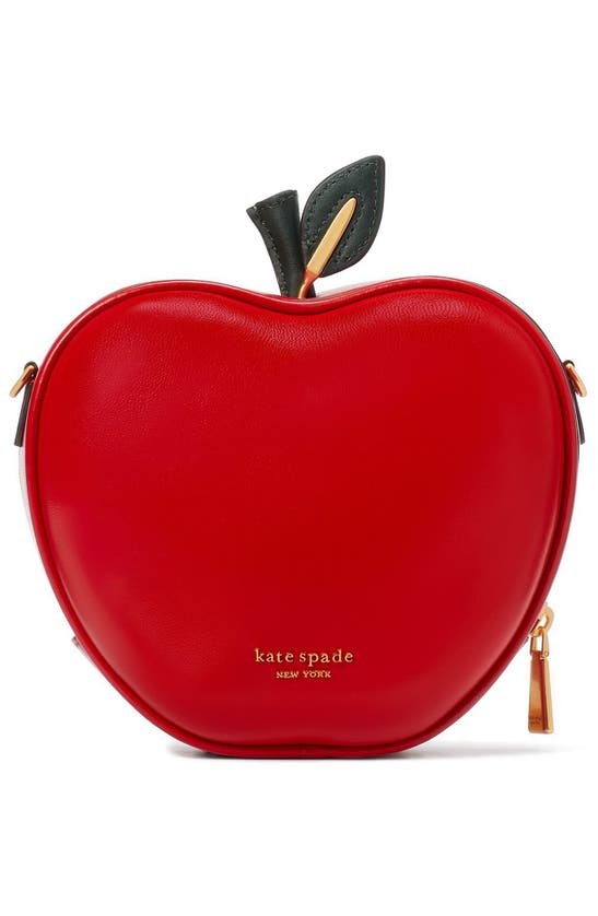 Shop Kate Spade Big Apple Embellished Smooth Leather Crossbody Bag In Poppy Field