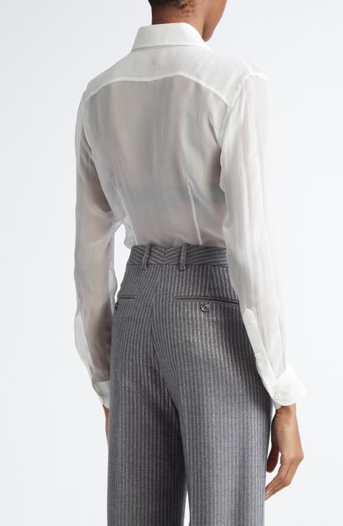 Tom Ford Plastron Silk Chiffon Button-up Shirt In Aw048 Warm Off White