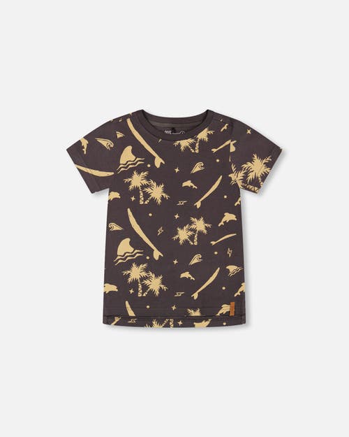 Deux Par Deux Boy's Organic Cotton Printed T-Shirt Dark Gray at Nordstrom