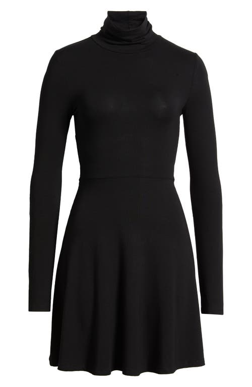 Miss Selfridge Turtleneck Long Sleeve Minidress In Black