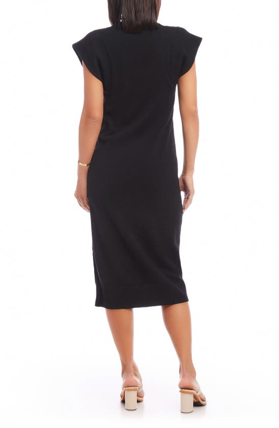 Shop Karen Kane V-neck Cap Sleeve Sweater Dress In Black
