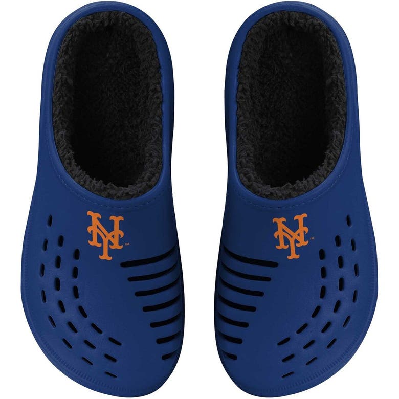 Foco New York Mets Big Logo Sherpa-lined Clog Slippers In Royal