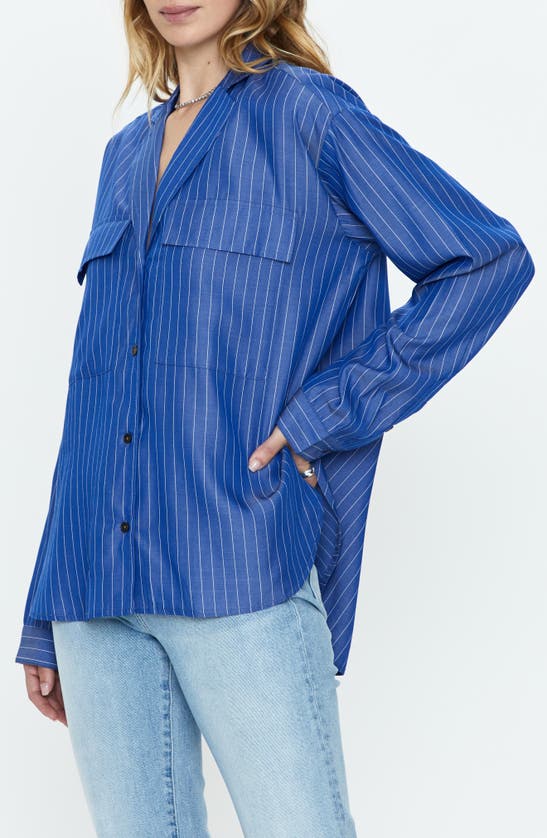 Shop Pistola Irene Stripe Shirt In Dark Blue Pinstripe