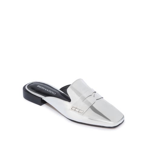 Shop Bernardo Footwear Penny Loafer Mule In Silver