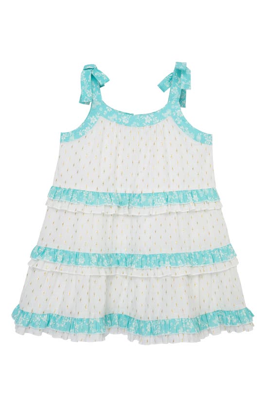 Peek Aren't You Curious Kids' Metallic Accent Tiered Cotton Sundress In White