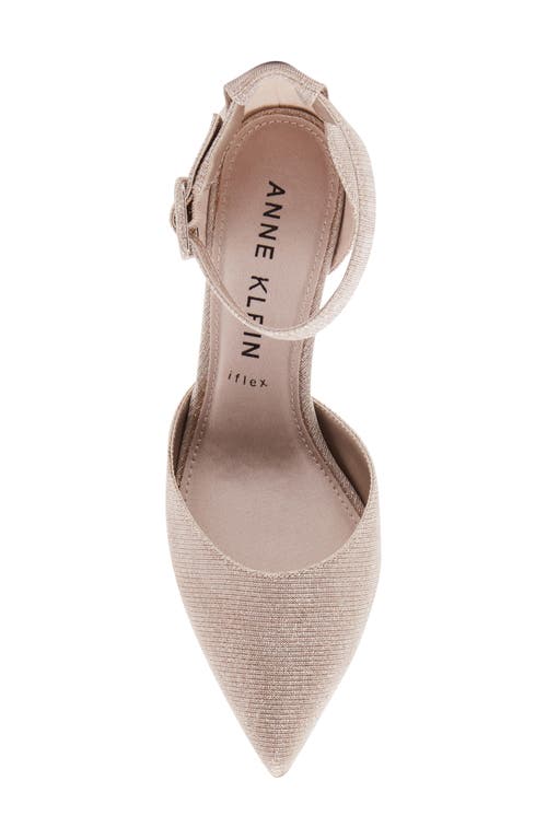 Shop Anne Klein Fabulist Ankle Strap Pointed Toe Pump In Light Gold