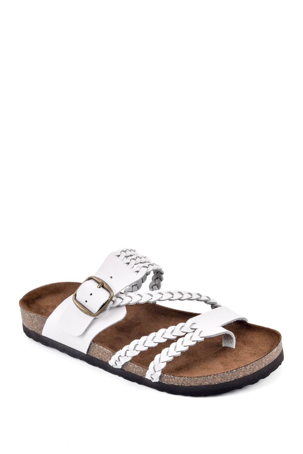 White Mountain Footwear Hayleigh Braided Leather Footbed Sandal In White/leather