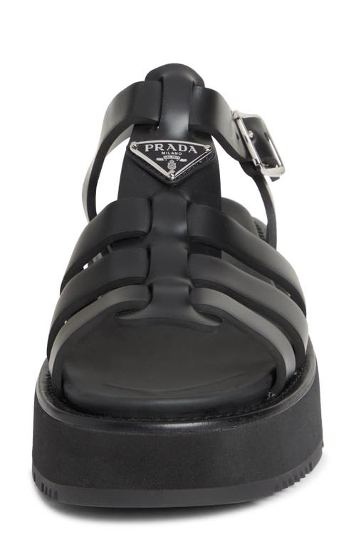 Prada Vinyl Flatform Fisherman Sandals In Nero