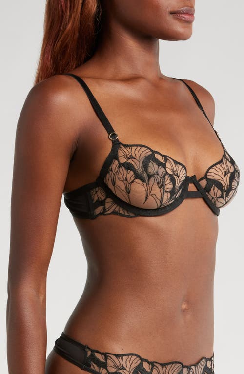 Shop Bluebella Kalmia Embroidered Mesh Underwire Bra In Black/sheer