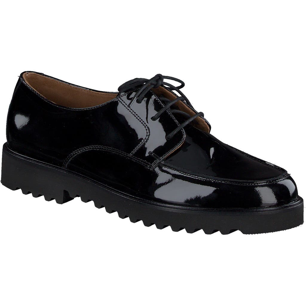 Paul Green Audra Lug Sole Derby In Black Soft Patent