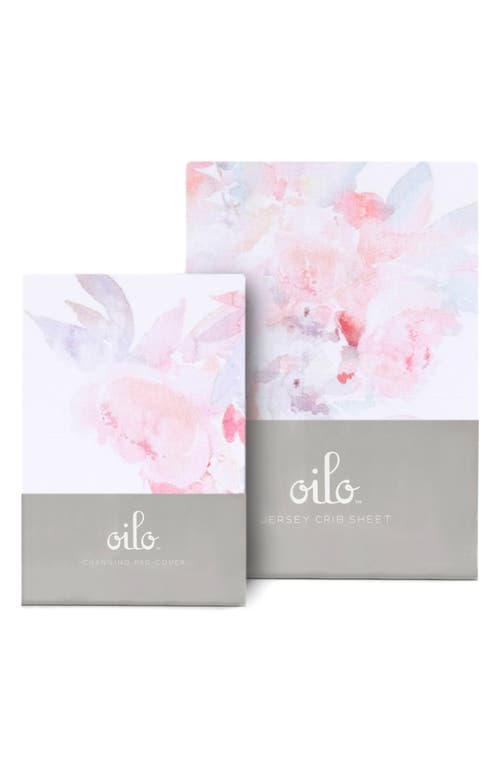 Oilo Prim Changing Pad Cover & Jersey Crib Sheet Set in Blush at Nordstrom