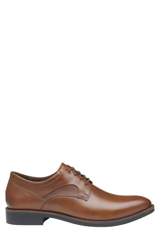 Shop Johnston & Murphy Holcomb Waterproof Plain Toe Derby In Tan Waterproof Full Grain