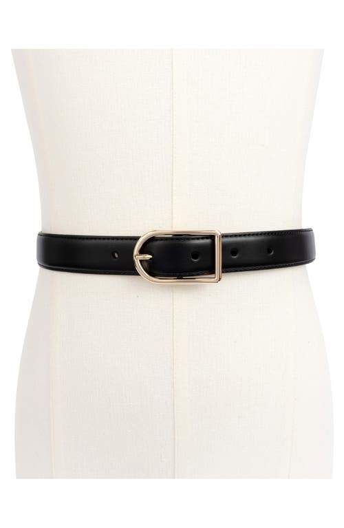 Shop Kate Spade New York Stitched Feather Edge Belt In Black/polished Gold