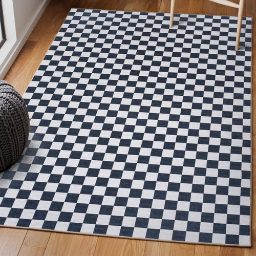 Jonathan Y Ainsley Modern Cottage Checkerboard Washable Area Rug In Dark Blue/white