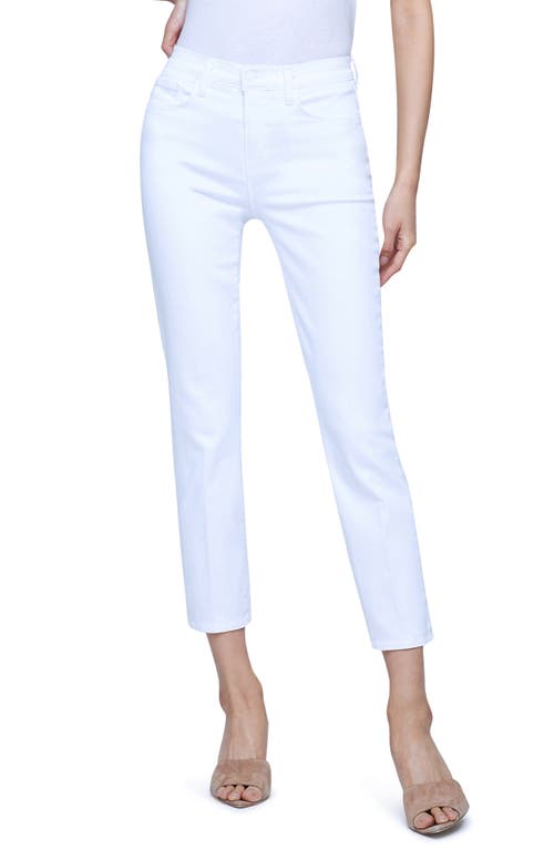 L'AGENCE Alexia High Waist Crop Straight Leg Cigarette Jeans in Blanc