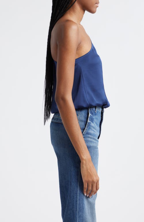 Ramy Brook Gina Asymmetric Satin Blouse In Spring Navy