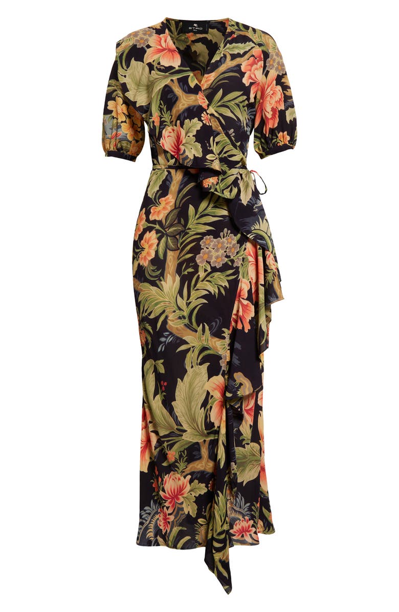 Etro Floral Puff Sleeve Wrap Maxi Dress | Nordstrom
