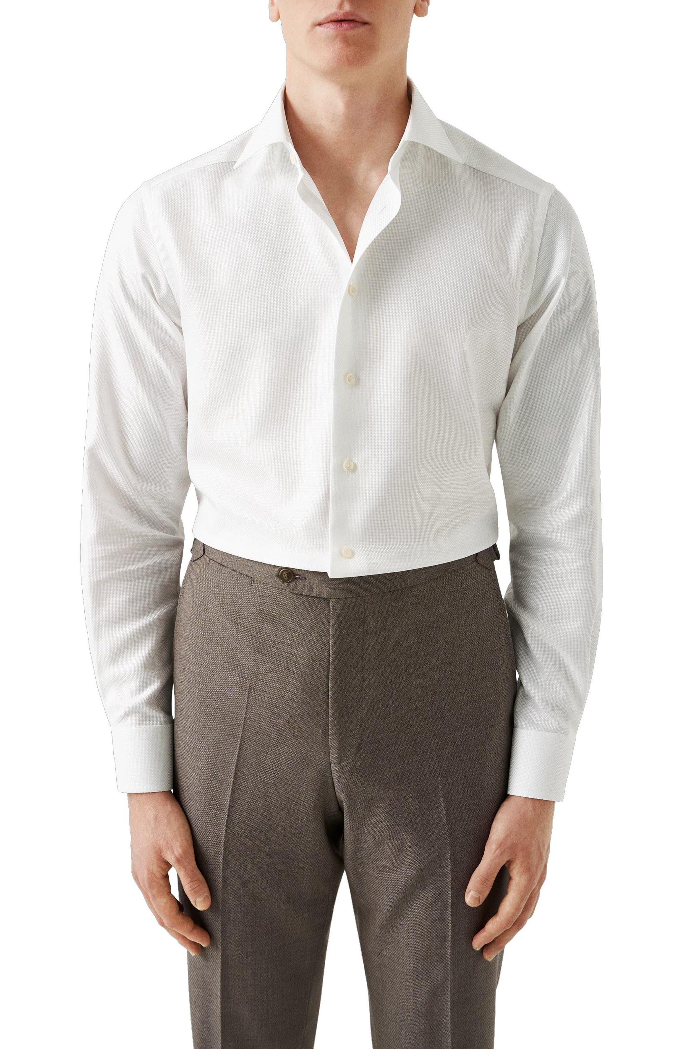 Eton Contemporary Fit Textured White Dress Shirt | Nordstrom