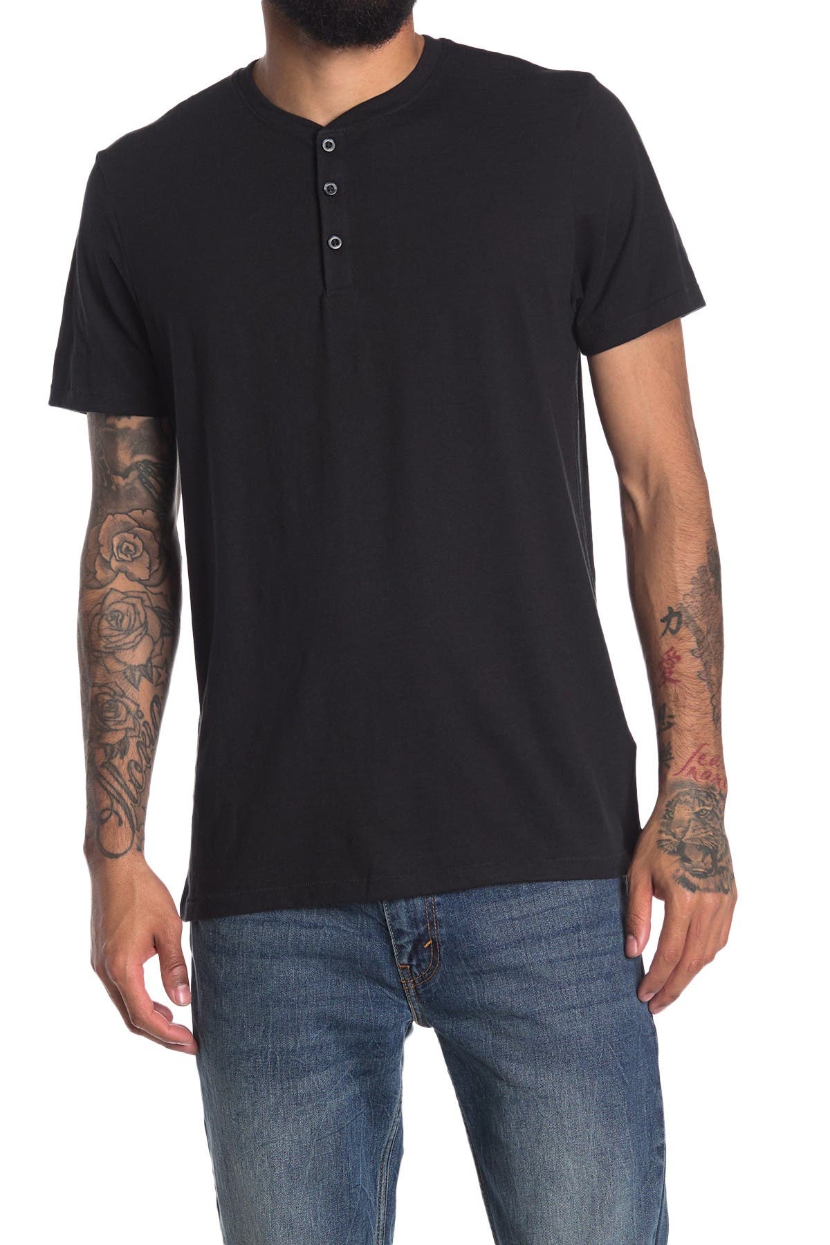 Abound Short Sleeve Henley T-shirt In Black