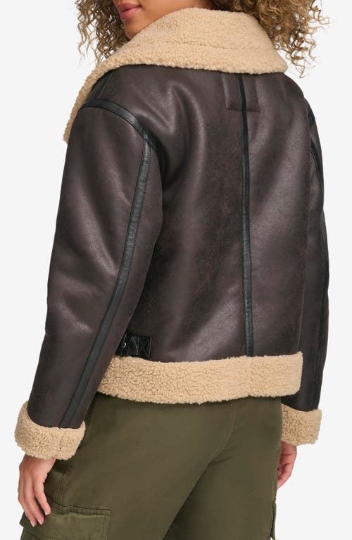 LEVI'S LEVI'S FAUX LEATHER & FAUX SHEARLING BOMBER JACKET