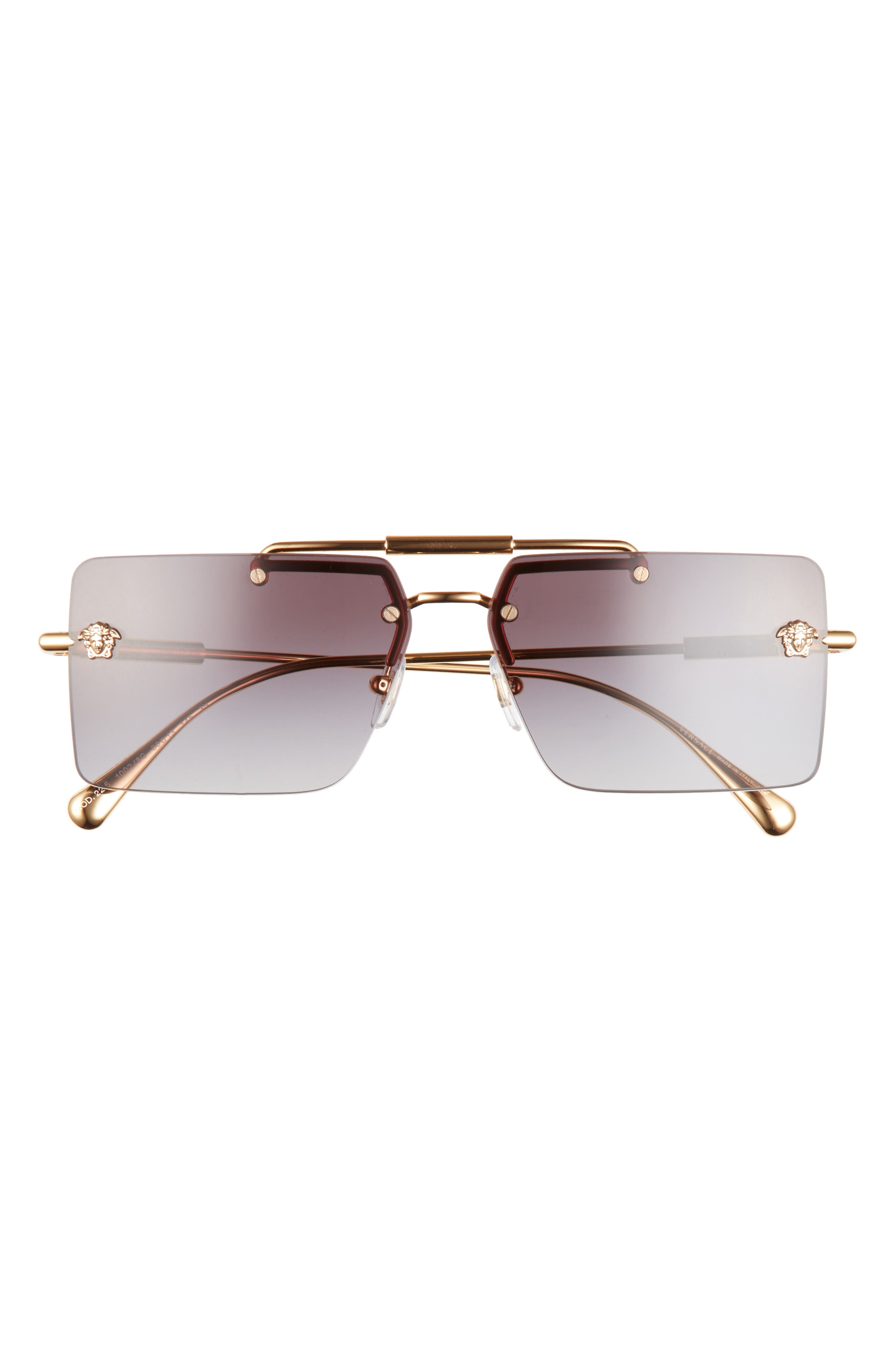VERSACE 60mm Rectangular Sunglasses in Gold