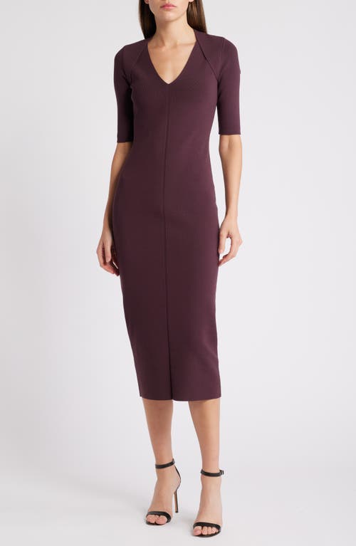 Shop Hugo Boss Boss Fezanin Knit Midi Dress In Nightfall Burgundy