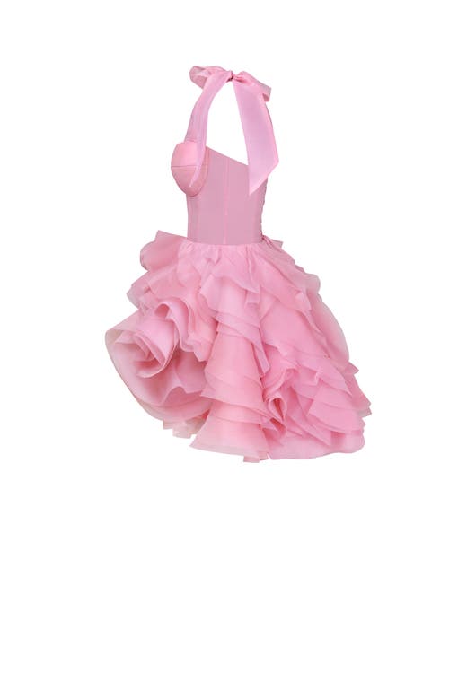 Milla Danceable Mini With Ruched Flower Appliques, Garden Of Eden In Pink