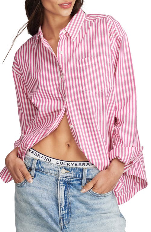 Lucky Brand Boyfriend Prep Shirt Pink Stripe at Nordstrom,