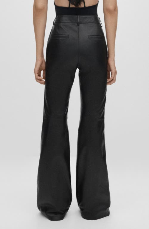 Shop Mango Leather Flare Leg Pants In Black