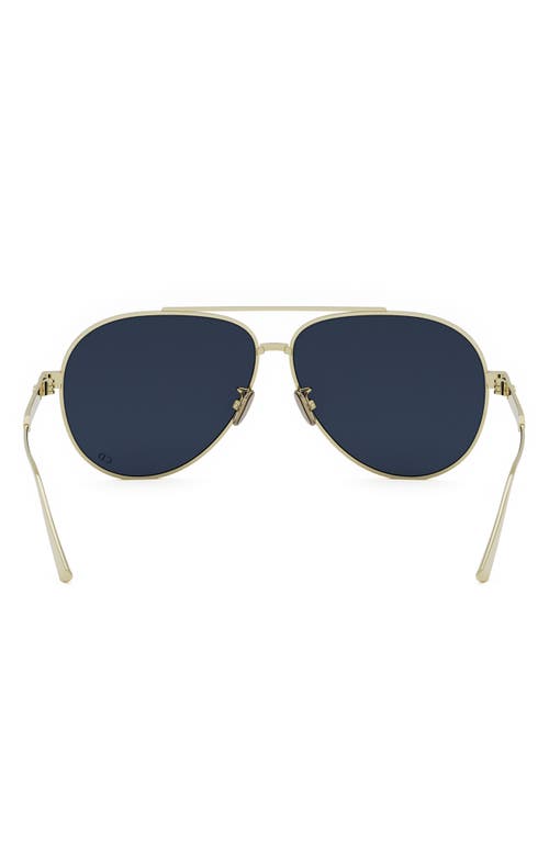 Shop Dior 'cannage A1u 61mm Pilot Sunglasses In Gold/solid Blue Lenses