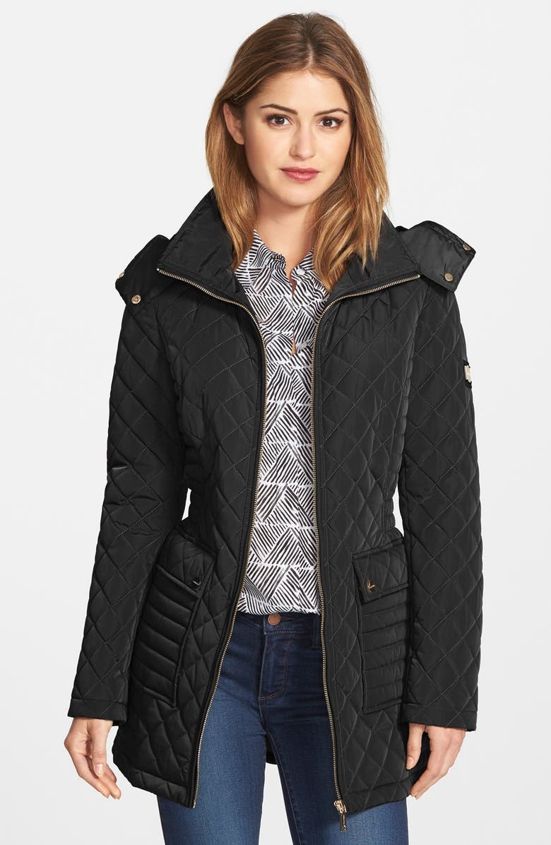 Calvin Klein Quilted Coat with Detachable Plush Lined Hood | Nordstrom