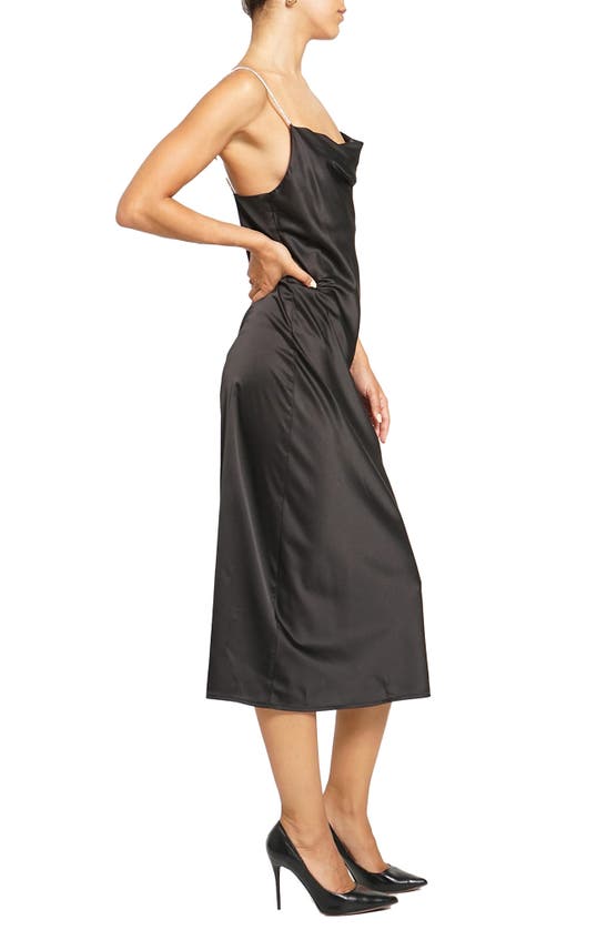 Shop Know One Cares Jewel Strap Satin Midi Dress In Black