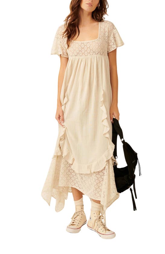 Free People Bring The Romance Handkerchief Hem Maxi Dress In Harbor Fog