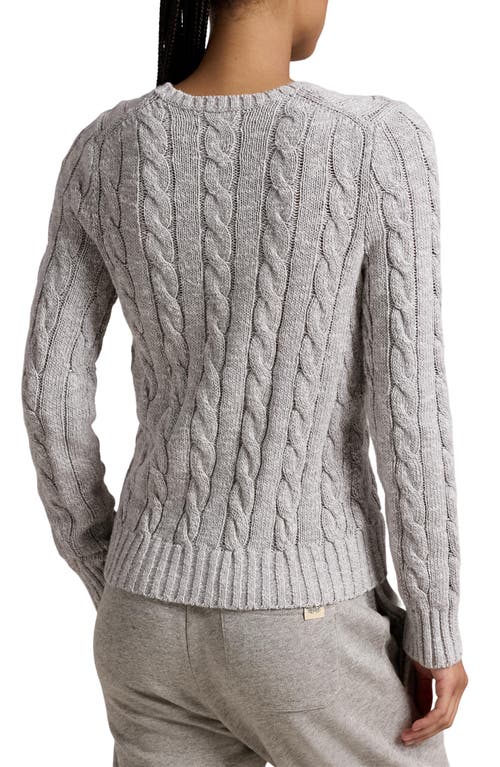 Shop Polo Ralph Lauren Cable Stitch Cotton Sweater In Light Nckel