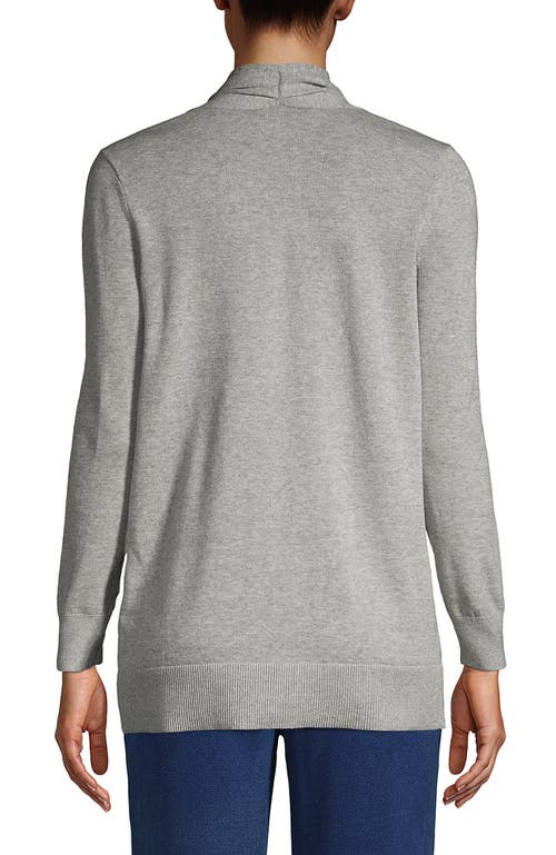 Lands' End Long Sleeve Open Long Cardigan Sweater In Gray Heather