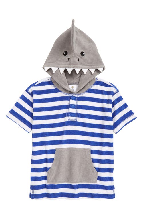 Tucker + Tate Kids' Cotton Blend Hooded Cover-Up Shirt in Blue Dazzle- Grey Shark Stripe