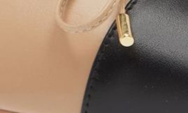 Shop Stuart Weitzman Sleek Cap Toe Bow Flat In Adobe/ Black