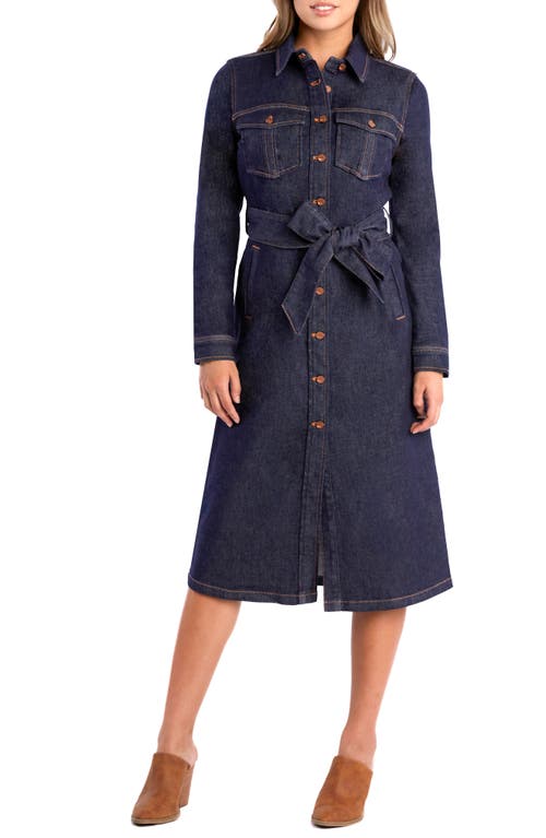 WASH LAB DENIM WASH LAB DENIM ALLURA LONG SLEEVE DENIM MIDI SHIRTDRESS