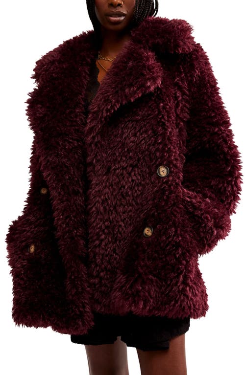 Shop Free People Sophie Faux Fur Peacoat In Vineyard Grape