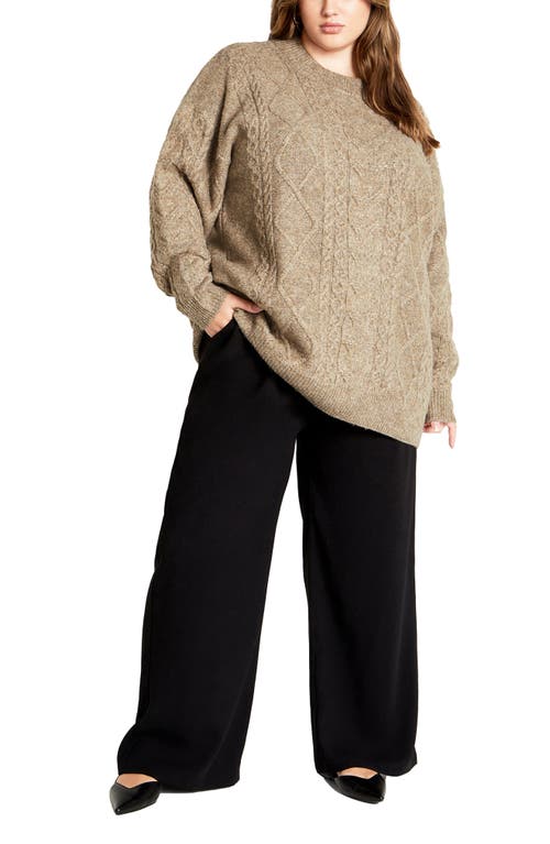 Shop City Chic Jojo Oversize Fisherman Sweater In Biscuit