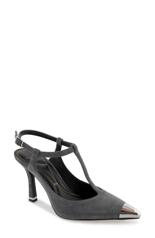 Kenneth Cole Romi T-Strap Pump in Dark Grey Suede 