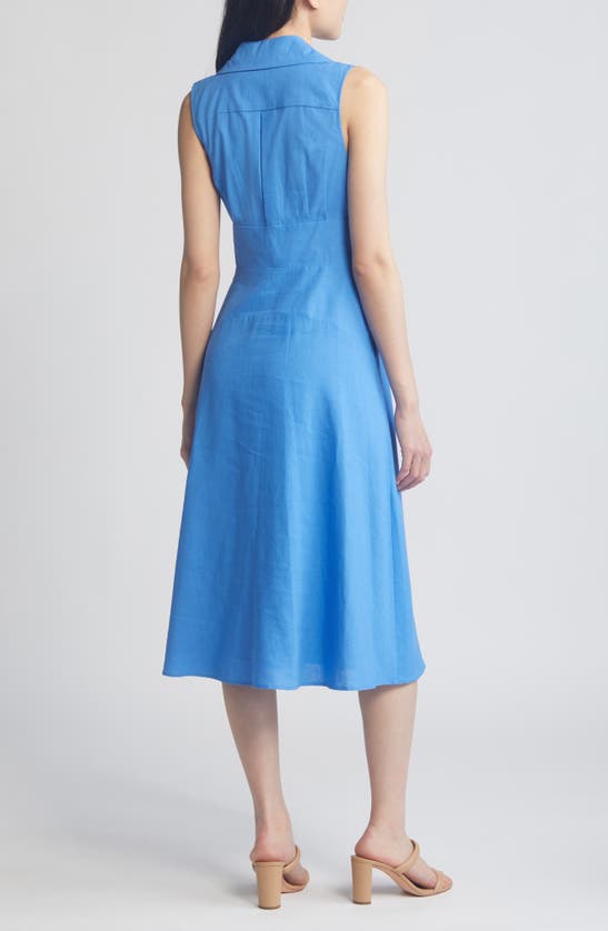 Shop Tahari Asl Sleeveless Midi Shirtdress In Summer Sky