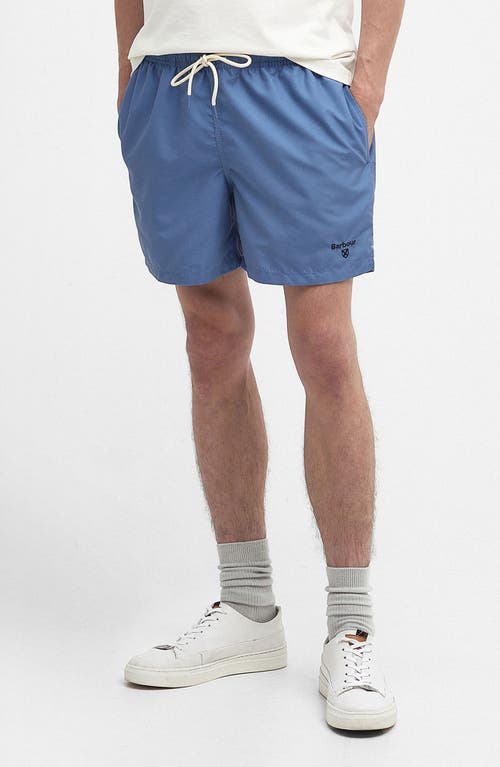 Barbour Staple Logo Embroidered Swim Trunks Force Blue at Nordstrom,