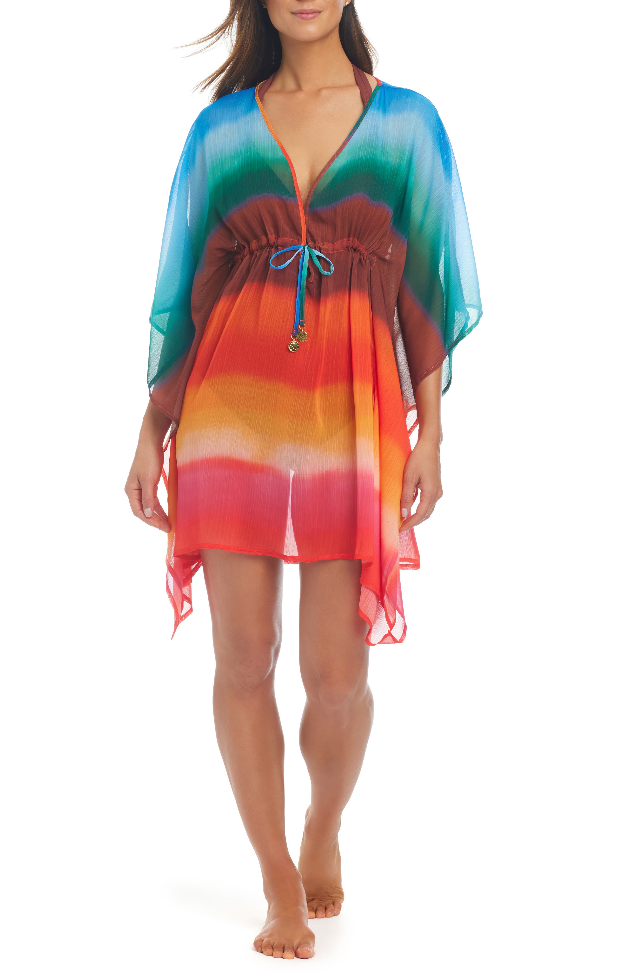 Rod Beattie Ombré Chiffon Caftan in Pink Multi 