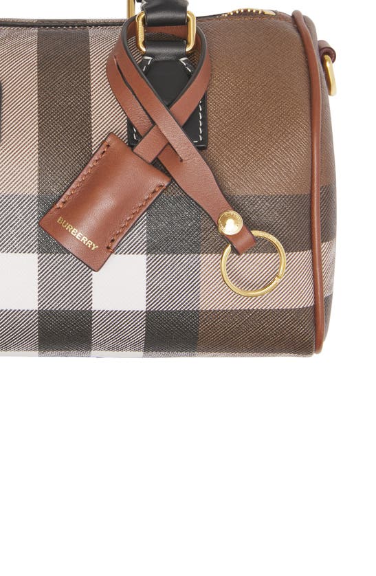 Burberry Check and Leather Bowling Bag Mini Dark Birch Brown in  Cotton/Polyurethane with Gold-tone - US