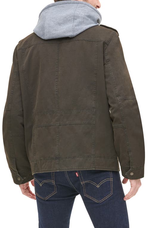 Shop Levi's Levis Detachable Hood Utility Jacket In Dark Brown