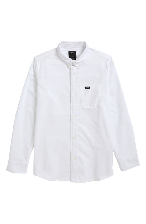 RVCA Kids' That'll Do Stretch Button-Up Shirt in White 