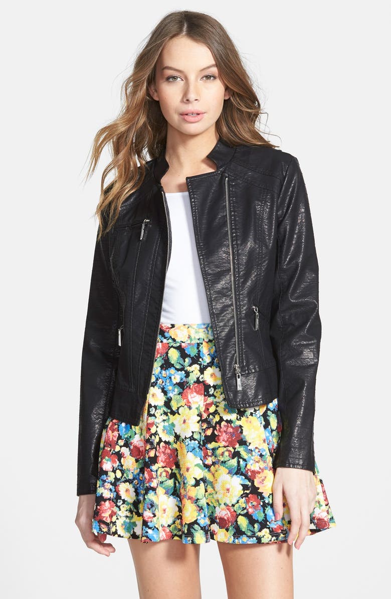 Jou Jou Quilted Faux Leather Moto Jacket (Juniors) | Nordstrom